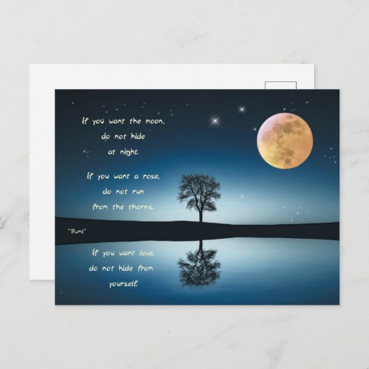 Briefkaart Rumi - Als je de maan wilt (Voorkant / Achterkant)