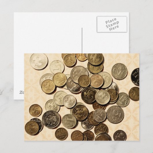 Briefkaart Russische munten (Voorkant / Achterkant)