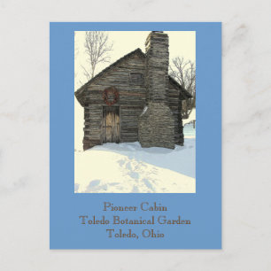 briefkaart, "Rustic Pioneer Cabin in Snow" Briefkaart