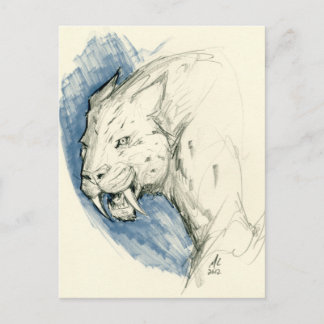 Briefkaart Saber Tooth Tiger