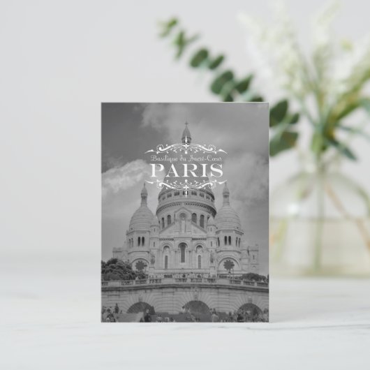 Briefkaart Sacre Coeur (Parijs zwart-wit) (Staand voorkant)