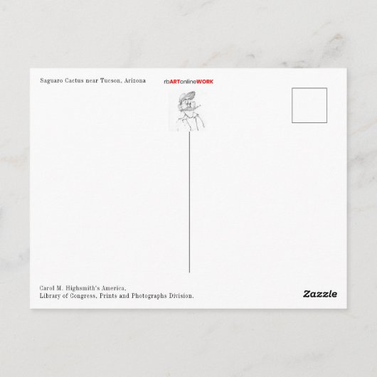 Briefkaart Saguaro Cactus (Achterkant)