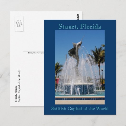 Briefkaart Sailfish Water Fountain Stuart, Florida (Voorkant / Achterkant)
