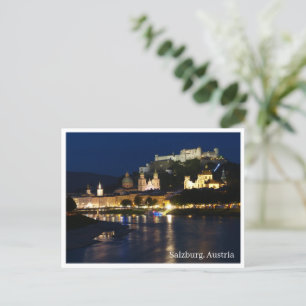 Briefkaart - Salzburg bij nacht