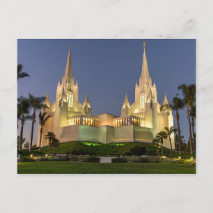 Briefkaart: San Diego LDS Temple Evening afbeeldin Briefkaart