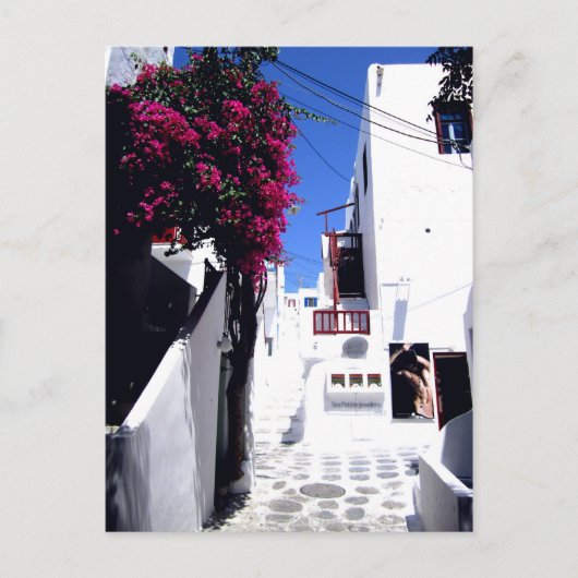 Briefkaart Santorini Street (Voorkant)
