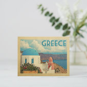 Briefkaart Santorini Vintage Travel (Staand voorkant)