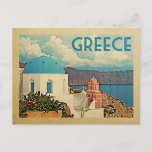 Briefkaart Santorini  Vintage Travel