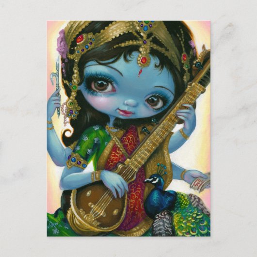 briefkaart "Saraswati Play Veena" (Voorkant)