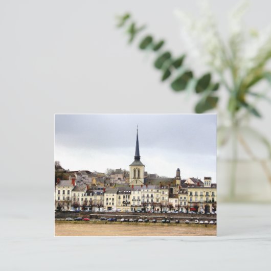 Briefkaart Saumur River Bank Scene (Staand voorkant)