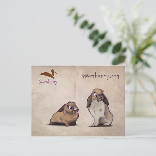 Briefkaart SaveABunny (Staand voorkant)