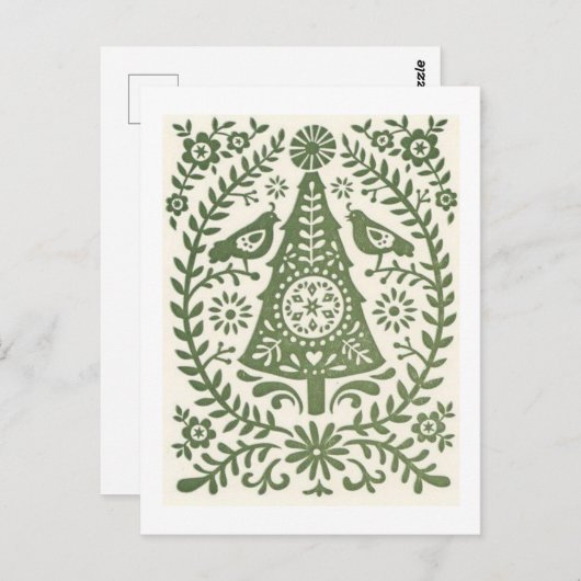 Briefkaart - Scandinavisch kerstgroen (Voorkant / Achterkant)