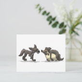 briefkaart "Schapen in de kleding van Wolf" (Staand voorkant)