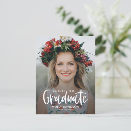 Briefkaart schattig Afstuderen bekendmaking (Staand voorkant)