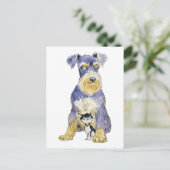 Briefkaart Schnauzer en Kitten (Staand voorkant)