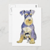 Briefkaart Schnauzer en Kitten (Voorkant / Achterkant)