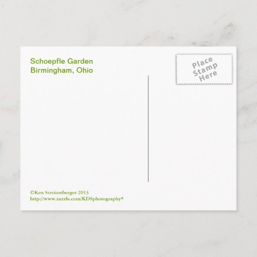 BRIEFKAART SCHOEPFLE GARDEN (OHIO) (Achterkant)
