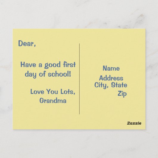 Briefkaart schooldagen (Achterkant)