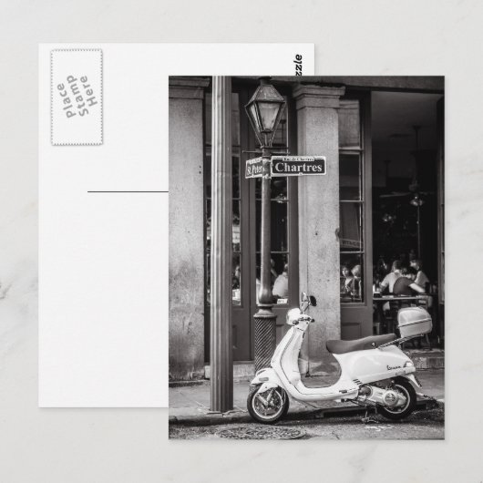  Briefkaart scooter | Oude scooter | Parijs (Voorkant / Achterkant)