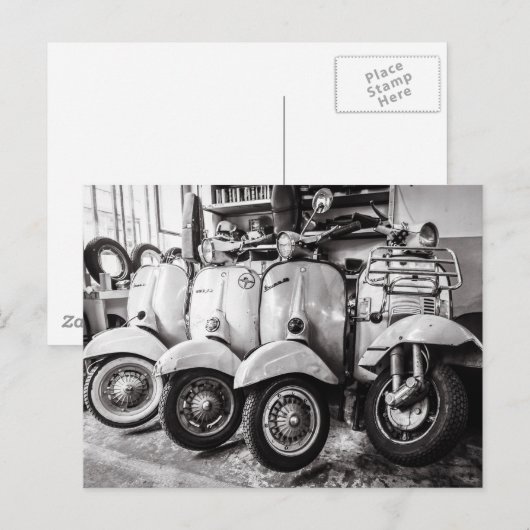  Briefkaart scooter | Oude scooter | Parijs (Voorkant / Achterkant)