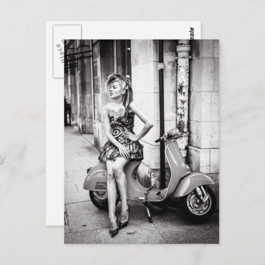  Briefkaart scooter | Oude scooter | Parijs (Voorkant / Achterkant)