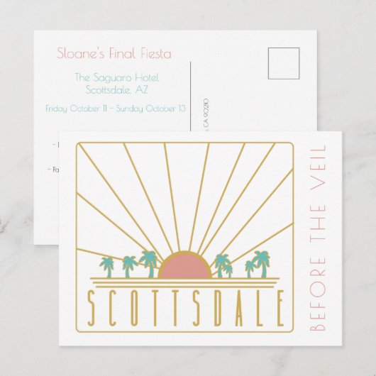 Briefkaart Scottsdale Bachelorette (Voorkant / Achterkant)