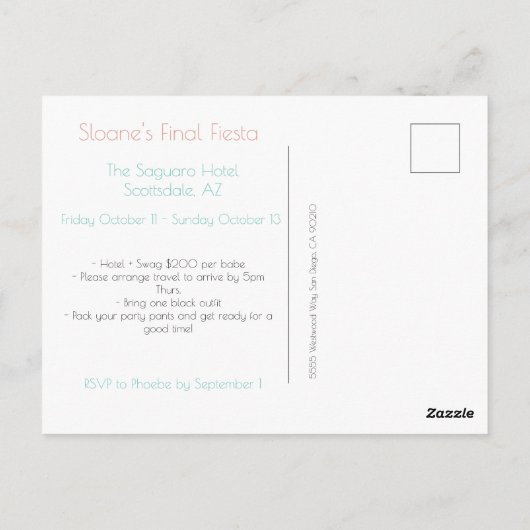 Briefkaart Scottsdale Bachelorette (Achterkant)