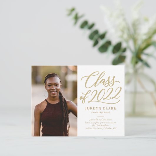 Briefkaart Scripted Class Editable Color Afstudere (Staand voorkant)