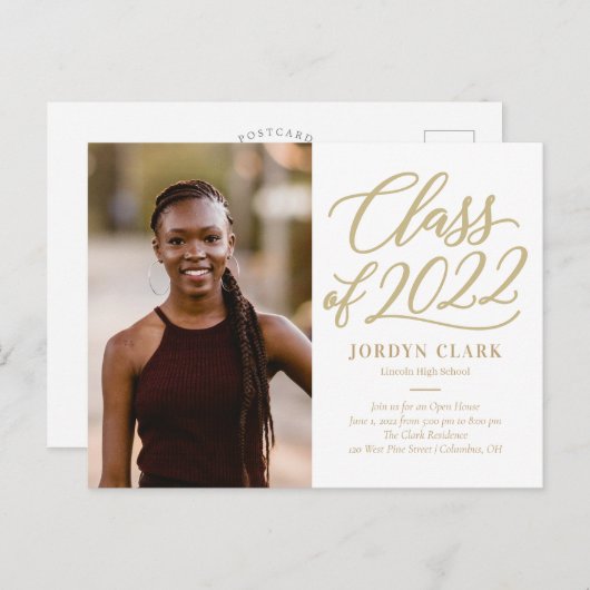 Briefkaart Scripted Class Editable Color Afstudere (Voorkant / Achterkant)