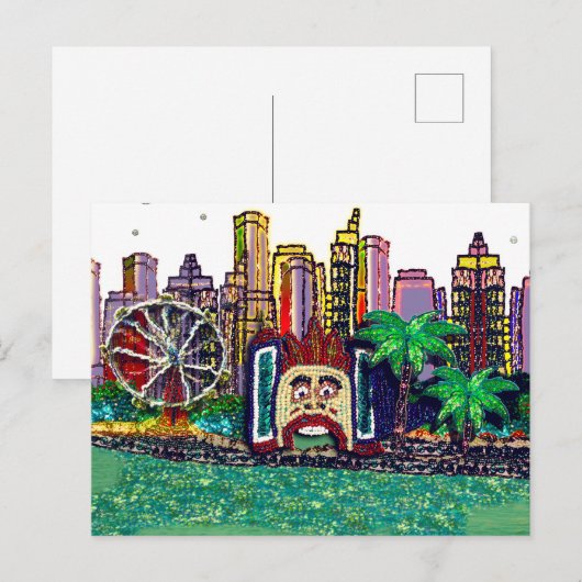 Briefkaart Sequin Art Luna Fun Park Sydney Austral (Voorkant / Achterkant)