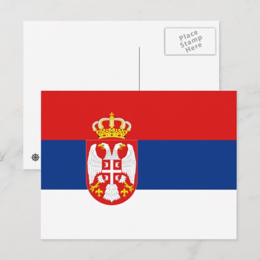 Briefkaart Servië-vlag (Voorkant / Achterkant)