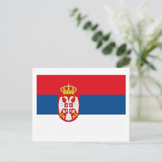 Briefkaart Servië-vlag (Staand voorkant)