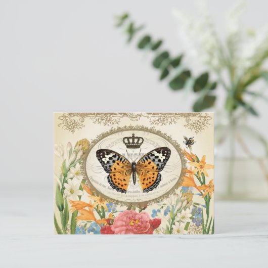  briefkaart Shabby Chic Buttefly (Staand voorkant)
