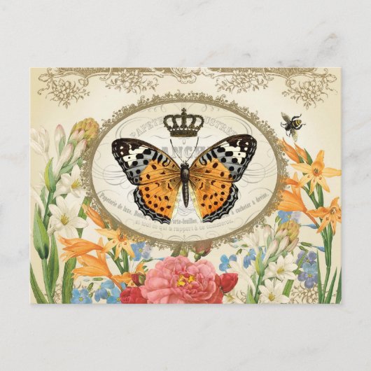  briefkaart Shabby Chic Buttefly (Voorkant)