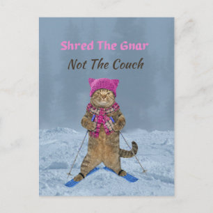 Briefkaart, Shred de Gnar Ski Cat Briefkaart