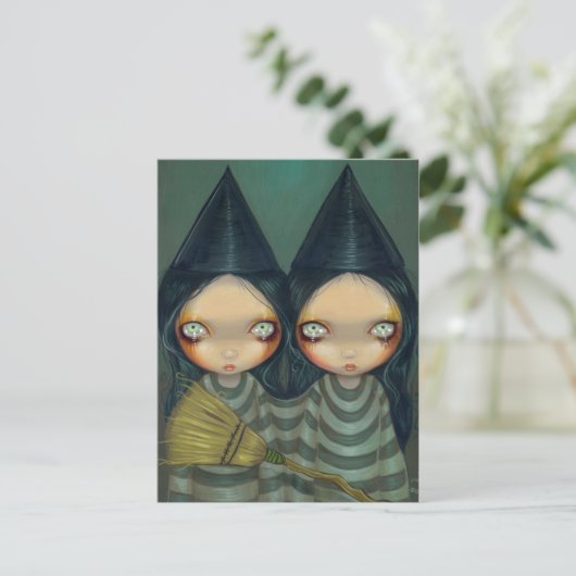 briefkaart "Siamese Witch Twins" (Staand voorkant)