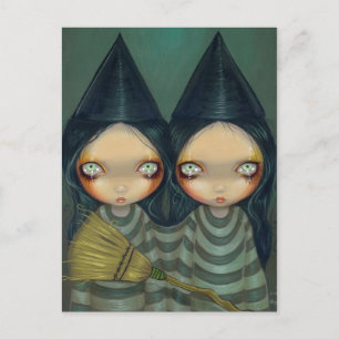 briefkaart "Siamese Witch Twins"