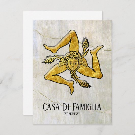 Briefkaart Siciliaanse Jouw tekst Trinacria (Voorkant / Achterkant)