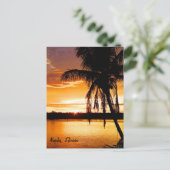 Briefkaart Silhouette Palm Tree, Oranje Sunset Sky (Staand voorkant)