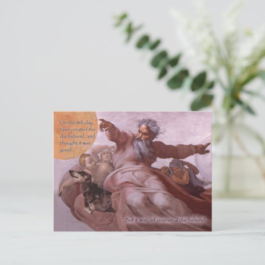 Briefkaart Sistene Dachshund (Staand voorkant)