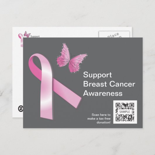 Briefkaart Sjabloon Bewustzijn bij borstkanker (Voorkant / Achterkant)