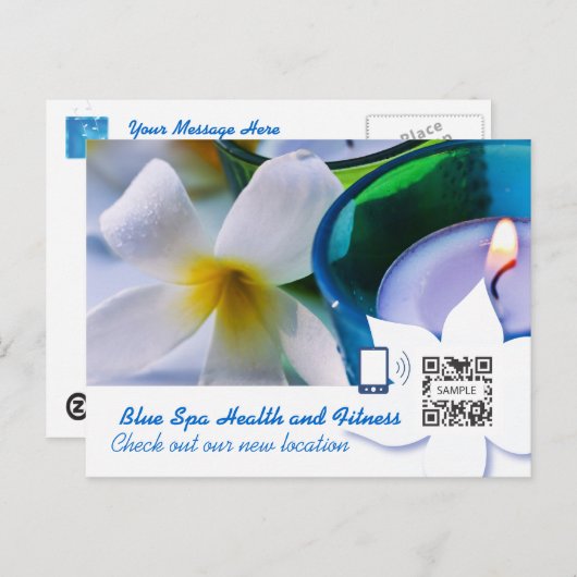 Briefkaart Sjabloon Blue Spa (Voorkant / Achterkant)