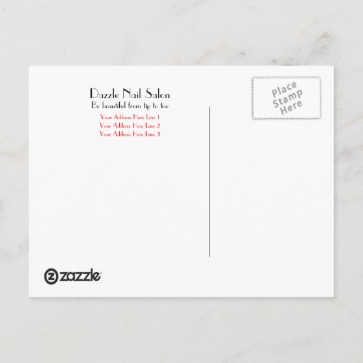 Briefkaart Sjabloon Nagelsalon (Achterkant)