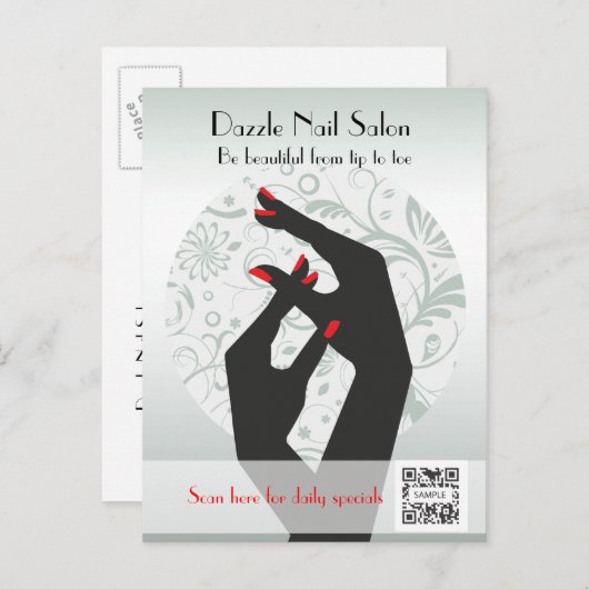 Briefkaart Sjabloon Nagelsalon (Voorkant / Achterkant)