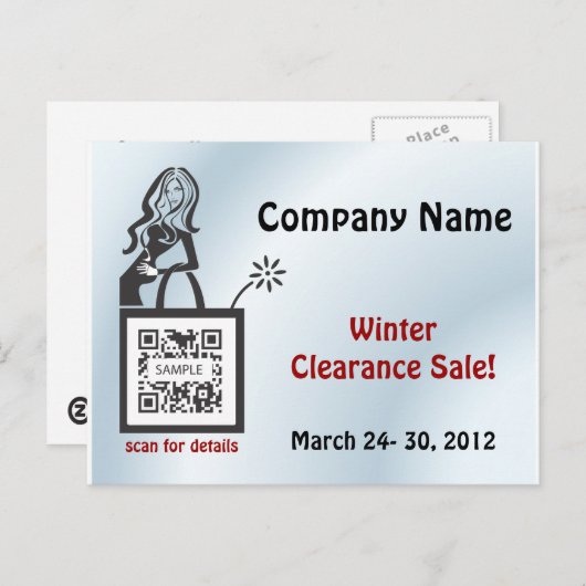 Briefkaart Sjabloon Shop Meisje (Voorkant / Achterkant)