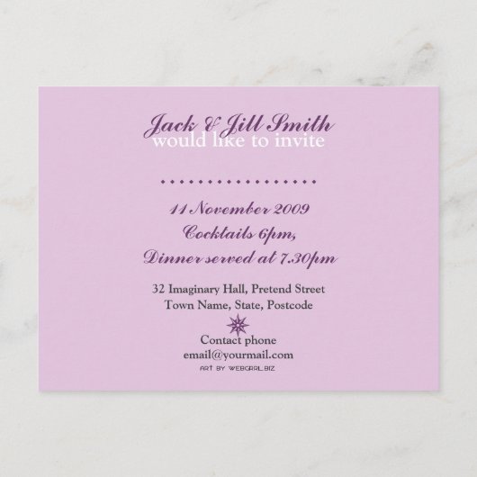 Briefkaart sjabloon uitnodiging voor binnenpartij (Achterkant)