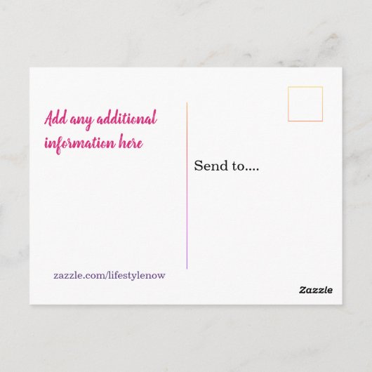 Briefkaart — Sla de datum op (Achterkant)