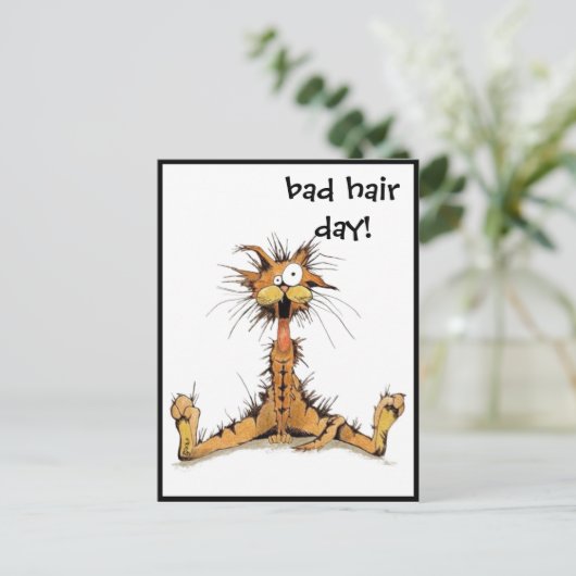 Briefkaart - Slechte haardag! (Staand voorkant)