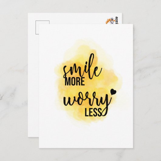 briefkaart "Smile More Worry Miness" (Voorkant / Achterkant)