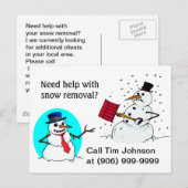 Briefkaart sneeuwruiming voor zakelijke promotie c (Voorkant / Achterkant)